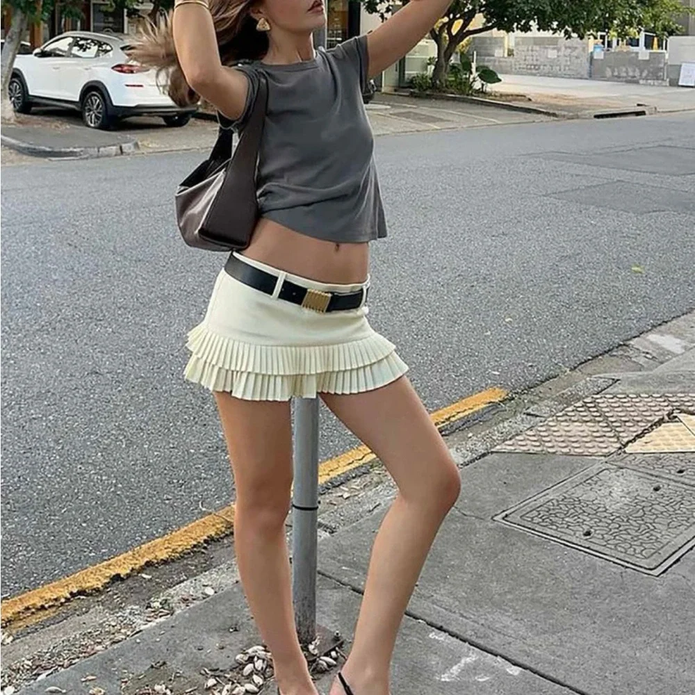 Lioness Double Ruffle Mini Skort in Soft Lemon - Picture 5 of 5